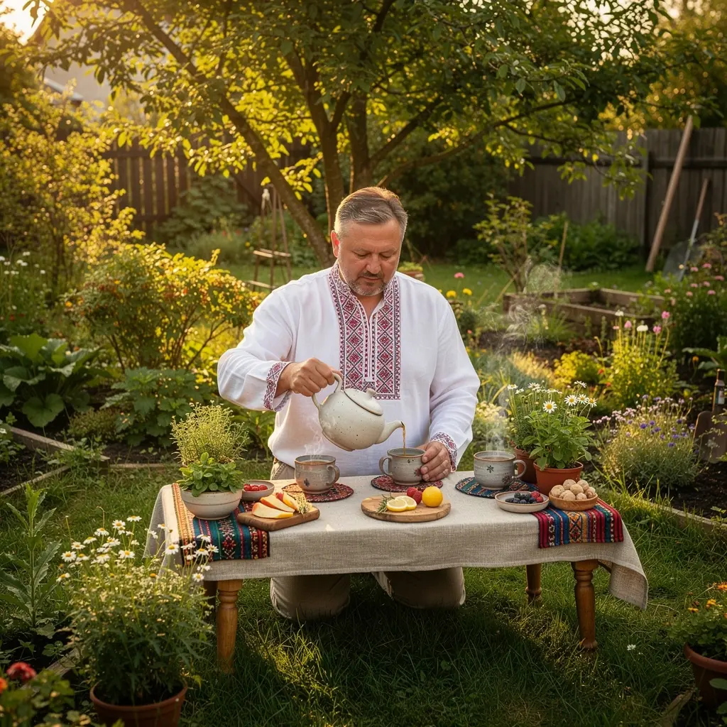 Pohľad na čajovú plantáž s kopcami a slnečným svetlom.